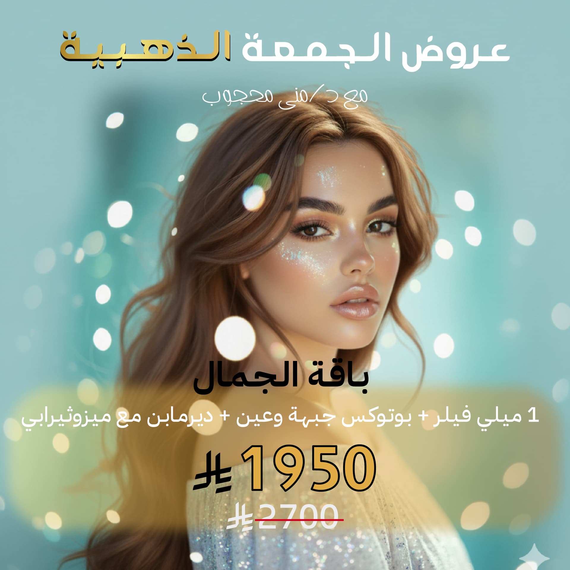 باقة الجمال: 1 ملي فيلر + بوتوكس جبهة و عين + ديرمابن مع ميزوثيرابي